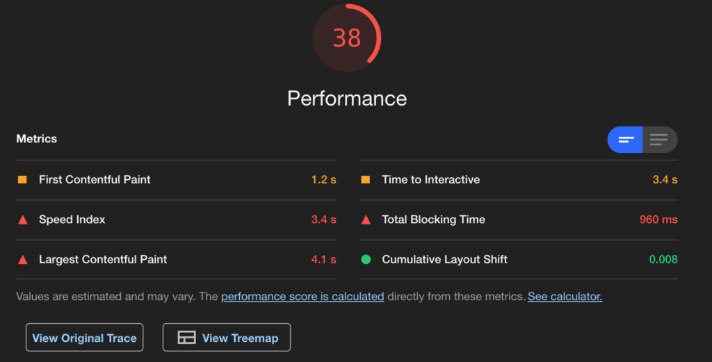 Chrome Lighthouse Performance Insight for Core Web Vitals